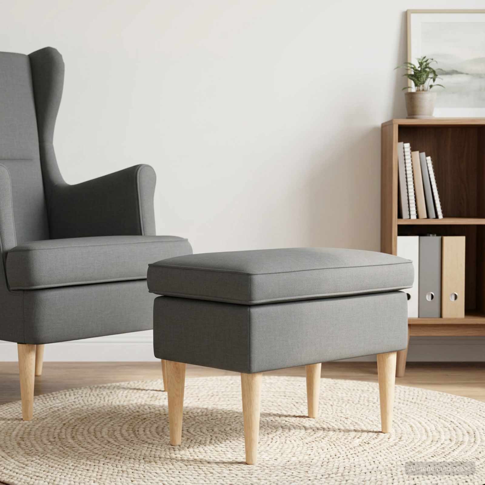 Foot Stool Dark Grey 55 x 35 x 41 cm