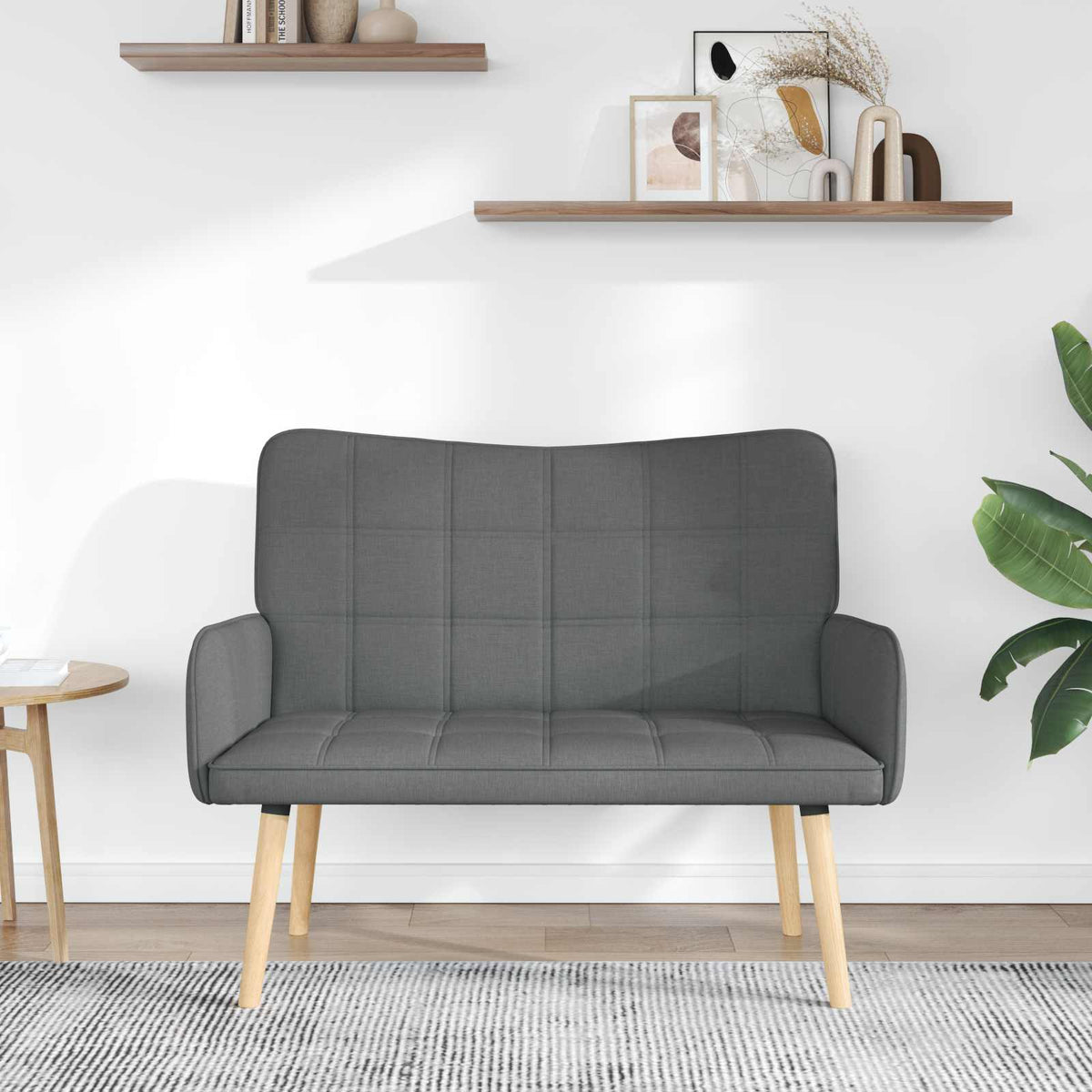 2-Seater Sofa Dark Grey 115 x 61 x 87 cm Fabric
