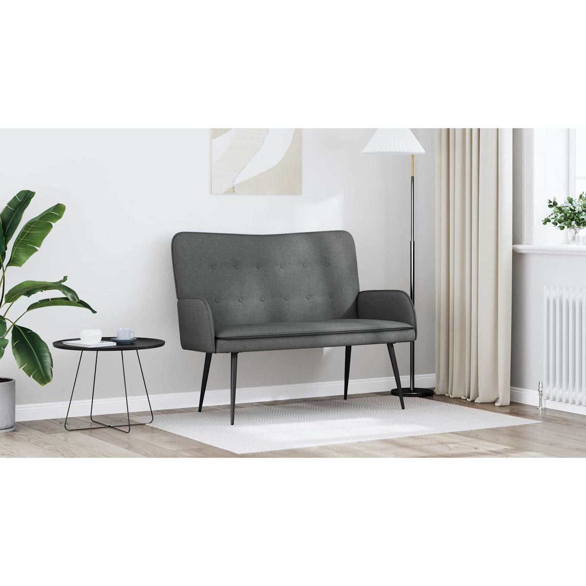 2-Seater Sofa Dark Grey 115 x 61 x 87 cm Fabric