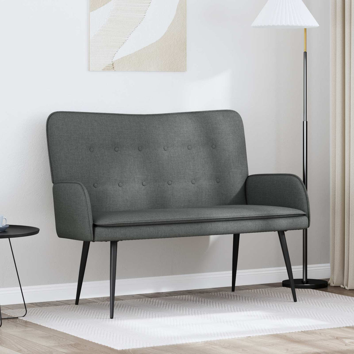 2-Seater Sofa Dark Grey 115 x 61 x 87 cm Fabric