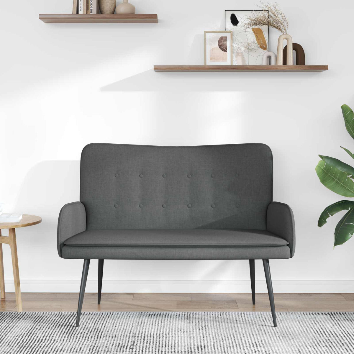 2-Seater Sofa Dark Grey 115 x 61 x 87 cm Fabric