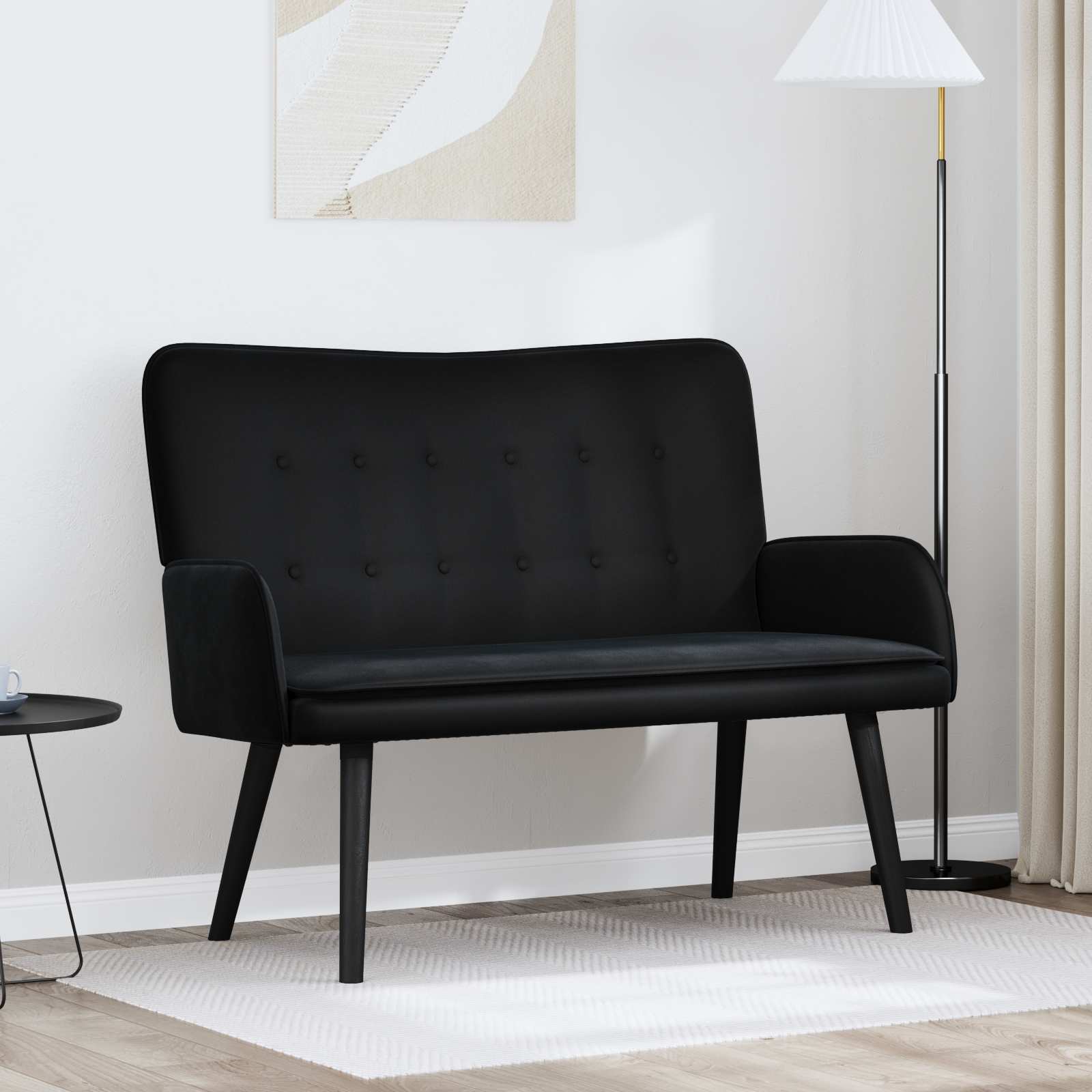 2-Seater Sofa Black 115 x 61 x 87 cm Velvet
