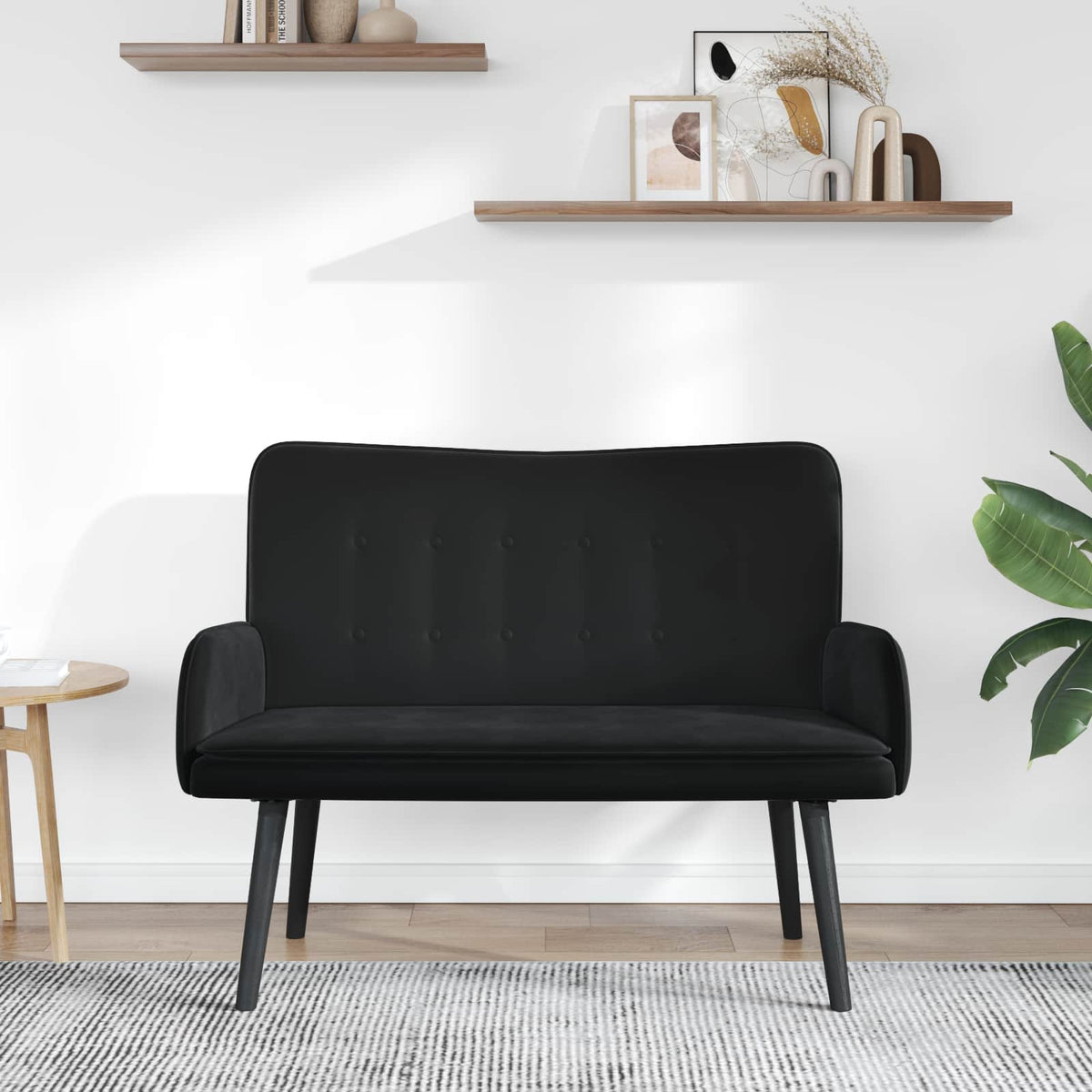 2-Seater Sofa Black 115 x 61 x 87 cm Velvet