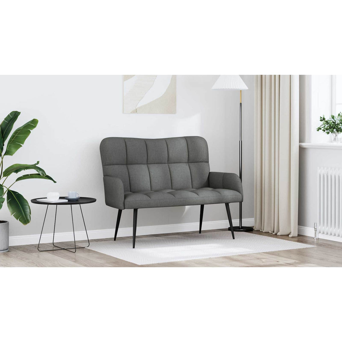 2-Seater Sofa Dark Grey 115 x 61 x 87 cm Fabric
