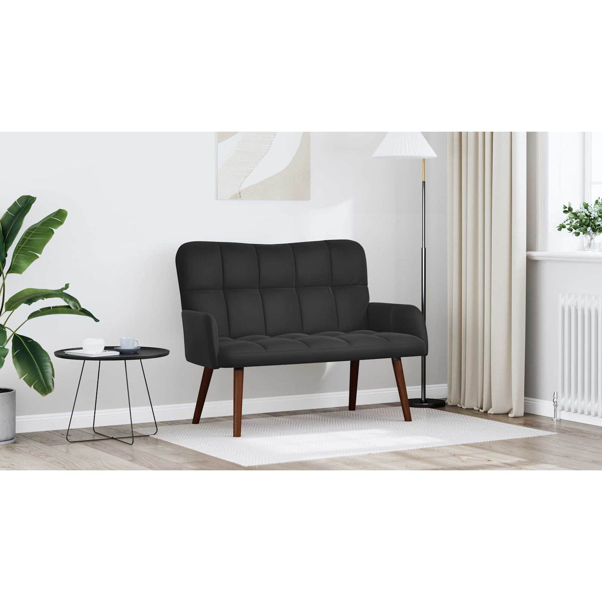 2-Seater Sofa Black 115 x 61 x 87 cm Velvet