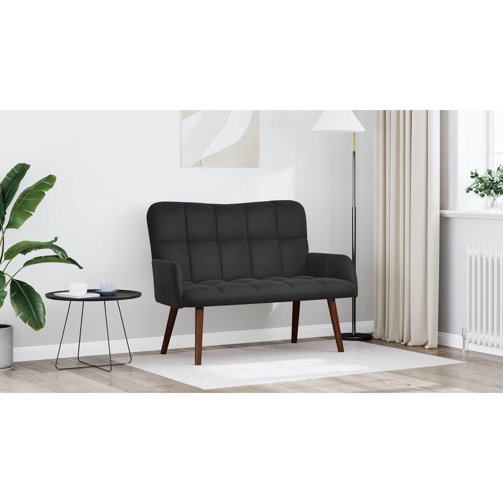 2-Seater Sofa Black 115 x 61 x 87 cm Velvet