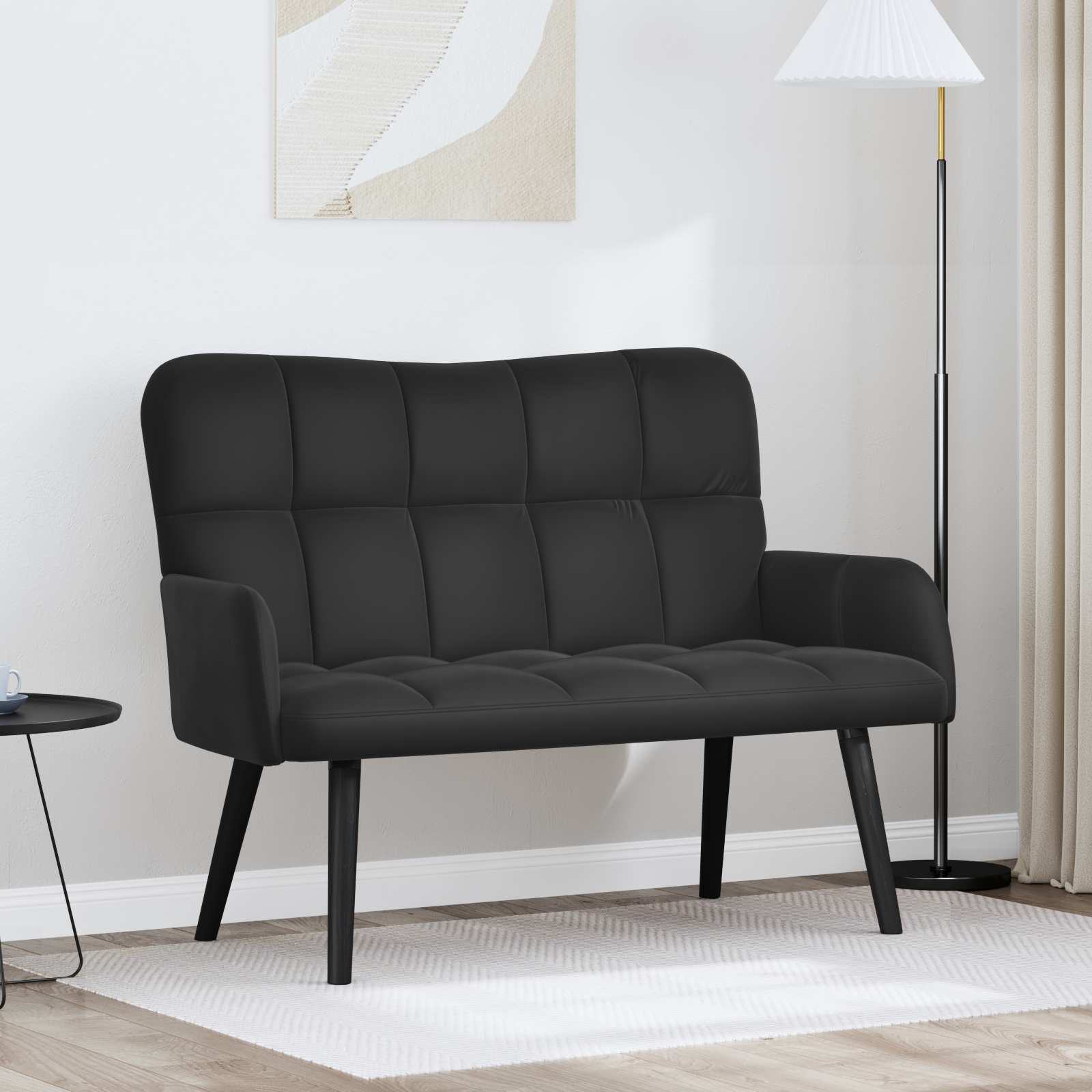2-Seater Sofa Black 115 x 61 x 87 cm Velvet