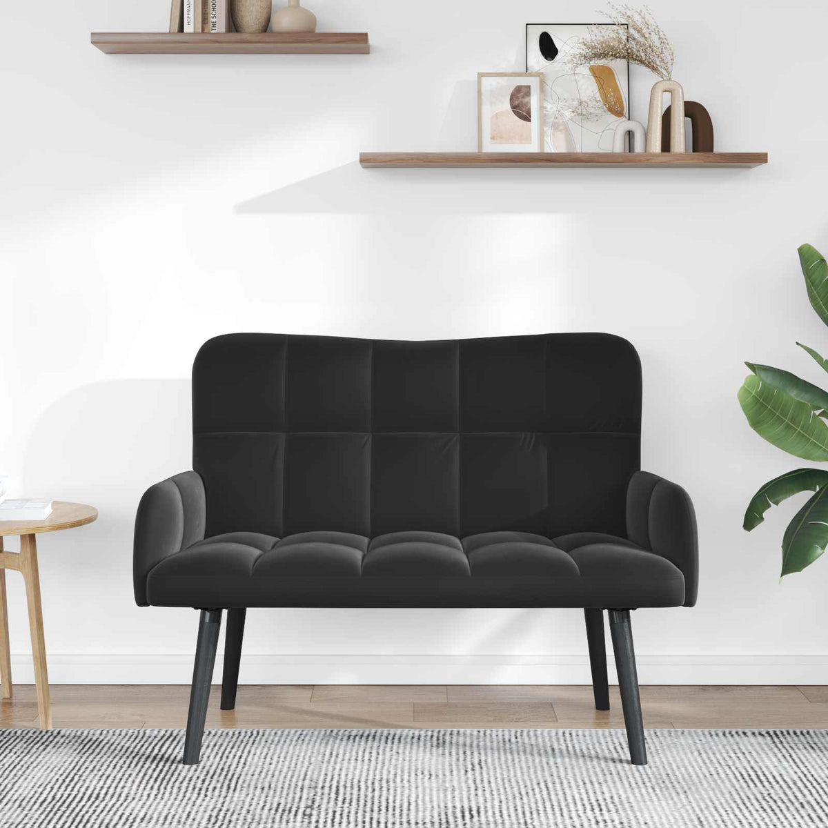 2-Seater Sofa Black 115 x 61 x 87 cm Velvet
