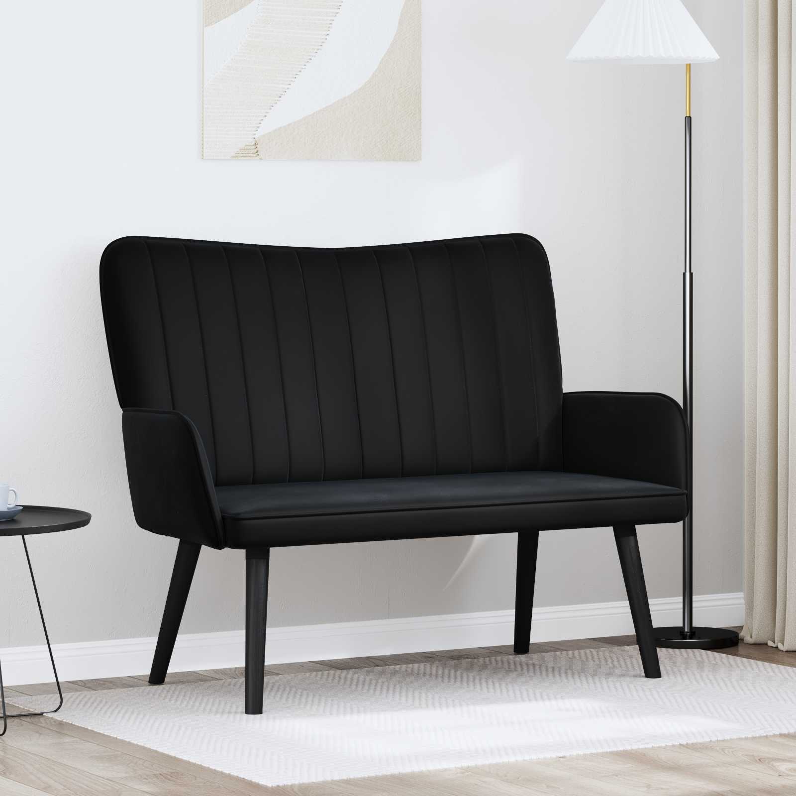 2-Seater Sofa Black 115 x 61 x 87 cm Velvet