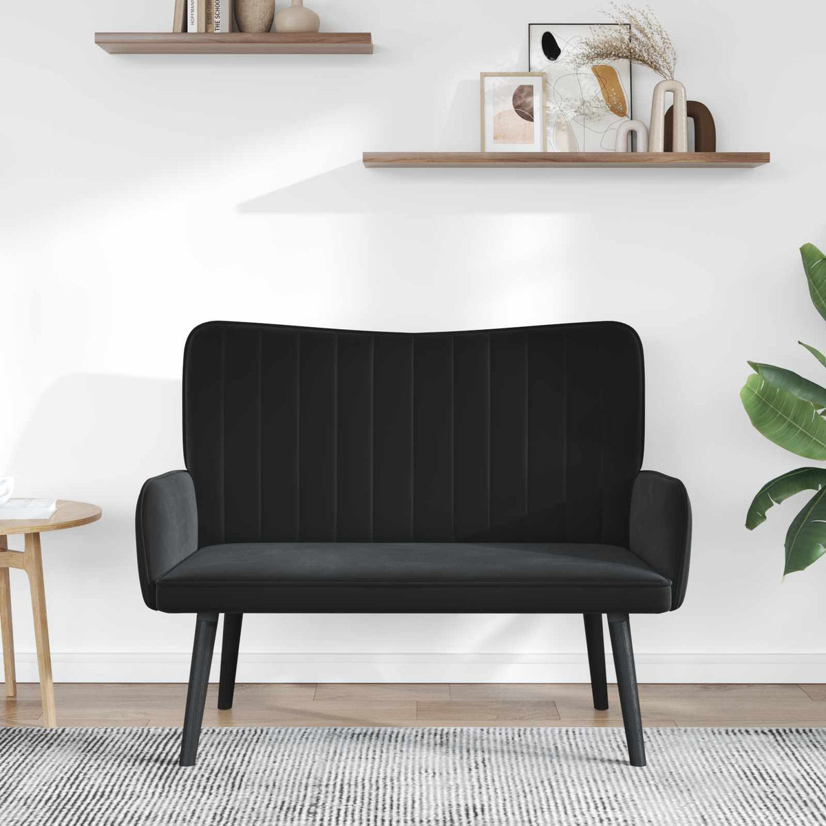 2-Seater Sofa Black 115 x 61 x 87 cm Velvet