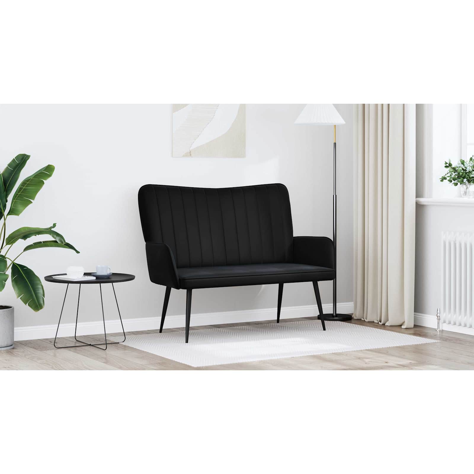 2-Seater Sofa Black 115 x 61 x 87 cm Velvet