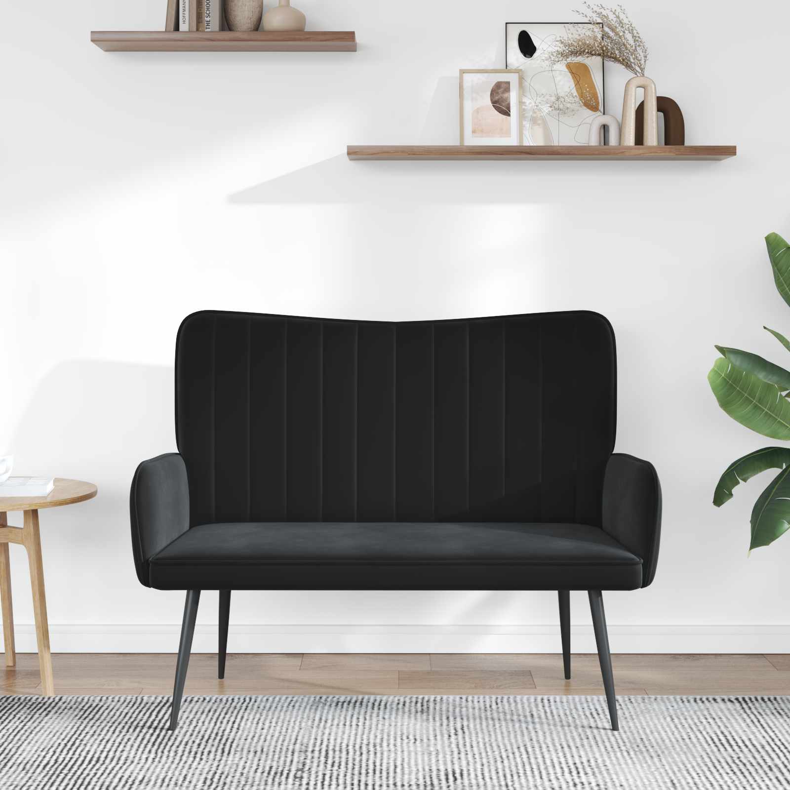 2-Seater Sofa Black 115 x 61 x 87 cm Velvet