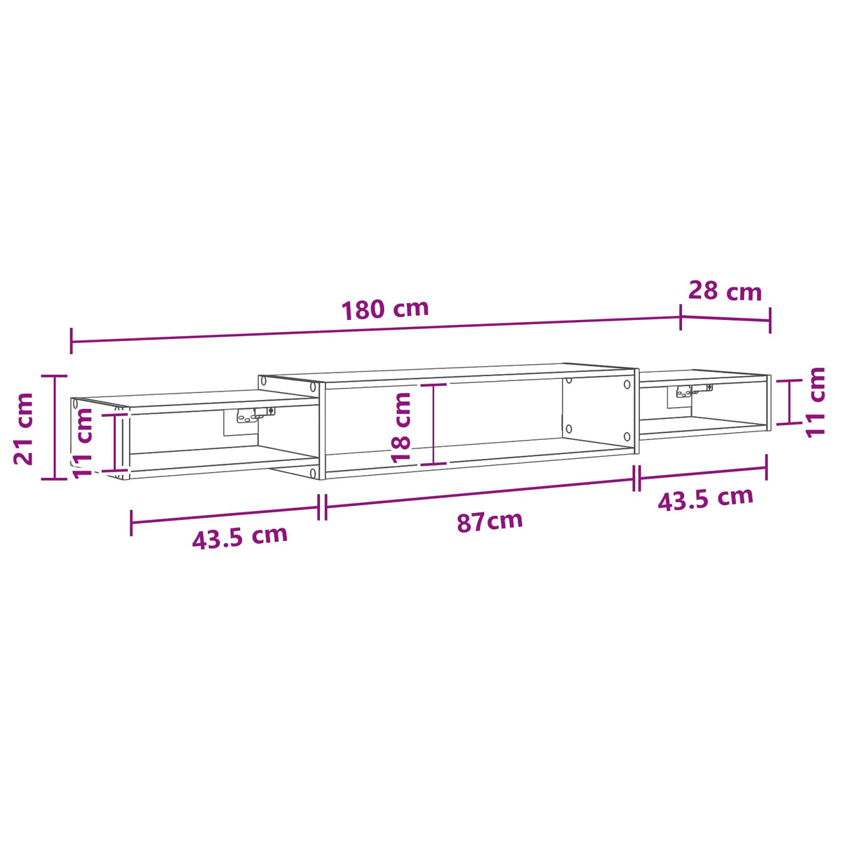 Wall-mounted TV Cabinet Wall-Mounted White 180 x 28 x 21 cm
