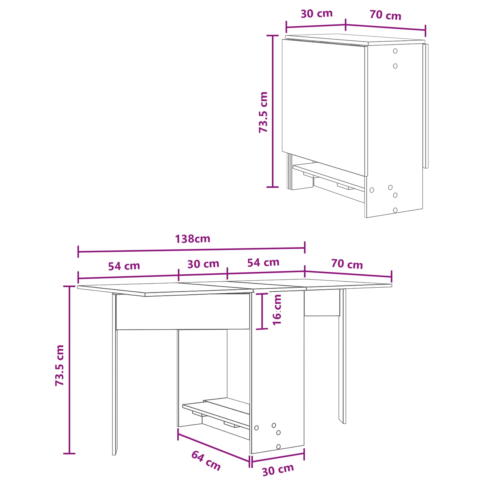 Dinning Table 138 x 70 x 73.5 cm Engineered Wood Sonoma Oak