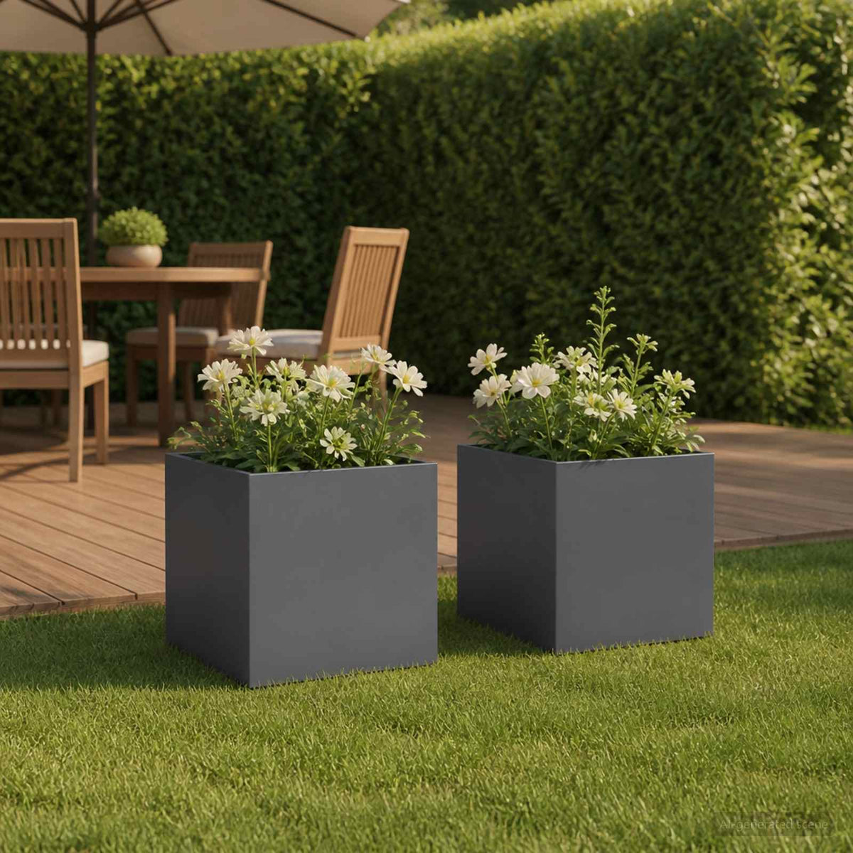 Garden Planter 2 pcs Anthracite 20 x 20 x 20 cm