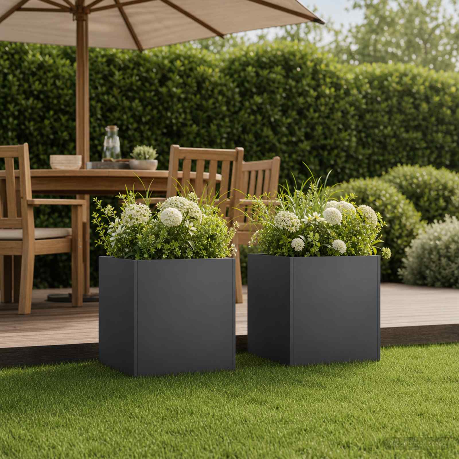 Garden Planter 2 pcs Black 35 x 35 x 35 cm Cold-rolled Steel