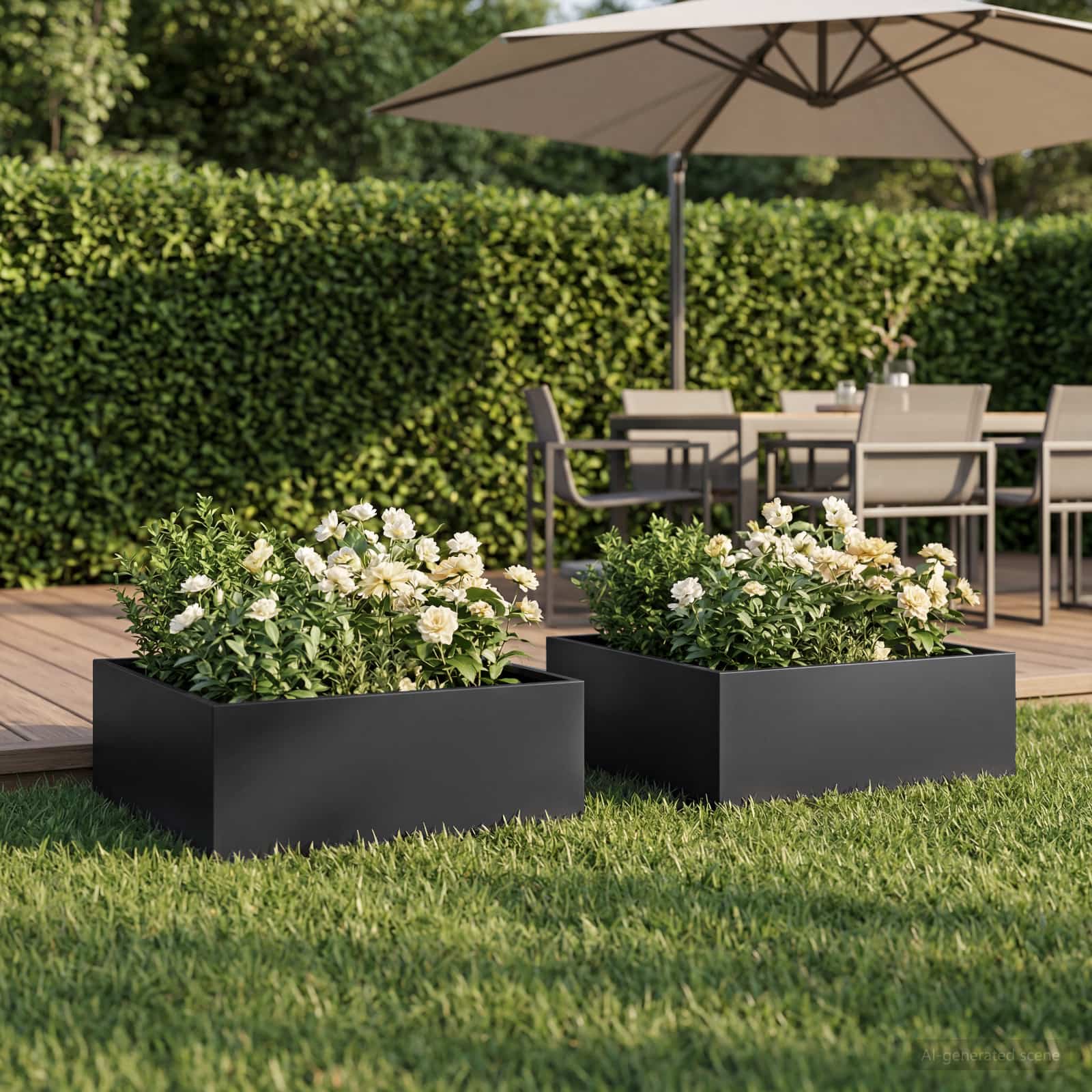 Garden Planter 2 pcs Black 60 x 60 x 20 cm Cold-rolled Steel