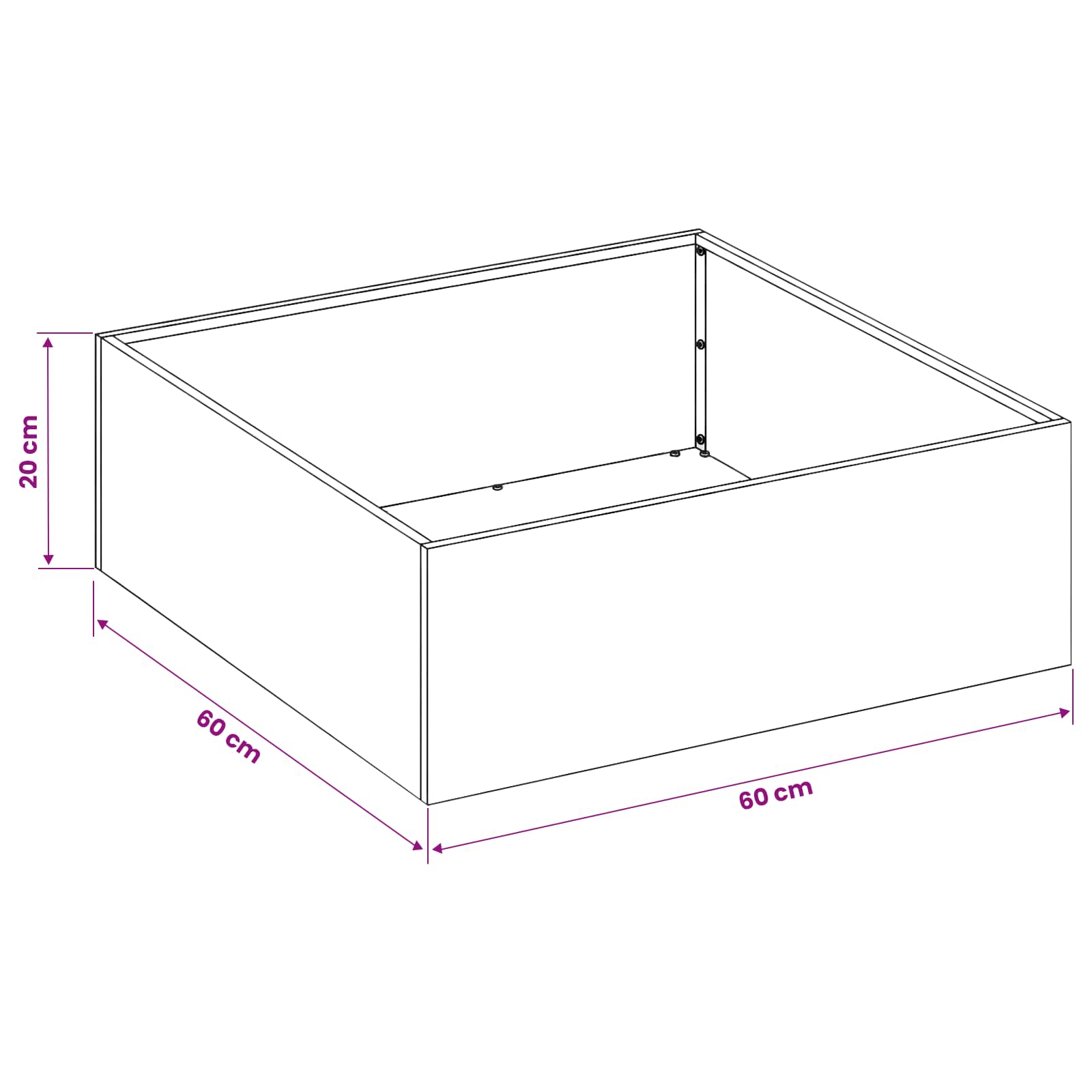 Garden Planter 2 pcs Black 60 x 60 x 20 cm Cold-rolled Steel