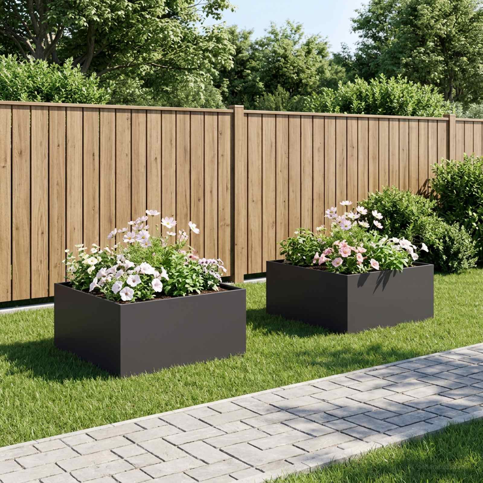 Garden Planter 2 pcs Black 80 x 80 x 40 cm Cold-rolled Steel