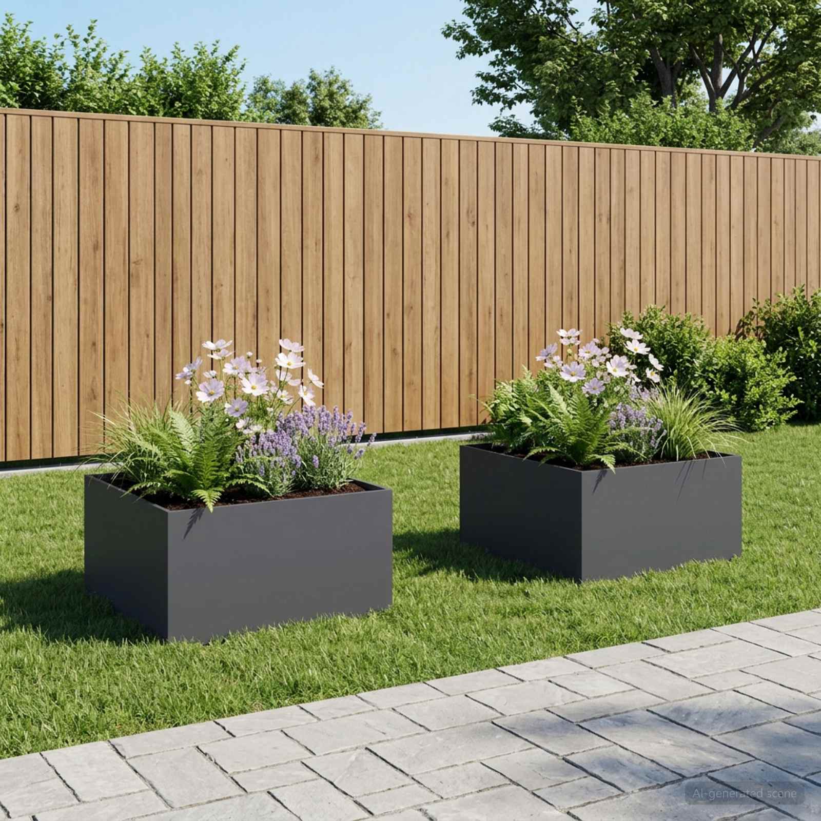Garden Planter 2 pcs Anthracite 80 x 80 x 40 cm