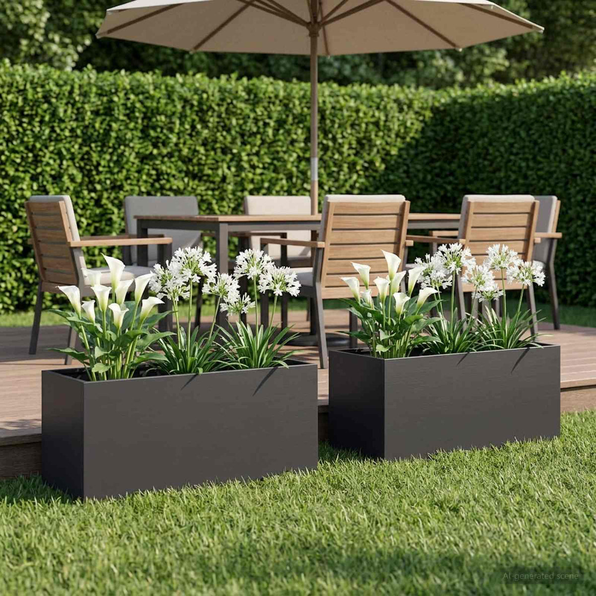 Garden Planter 2 pcs Black 100 x 40 x 40 cm Cold-rolled Steel