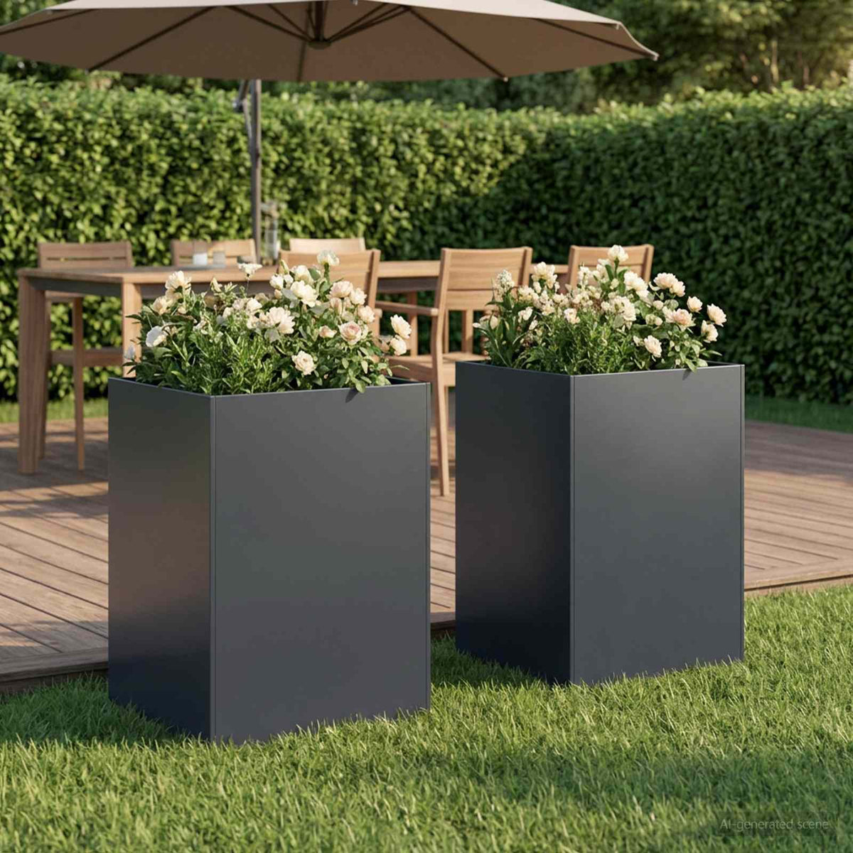 Garden Planter 2 pcs Anthracite 50 x 50 x 75 cm