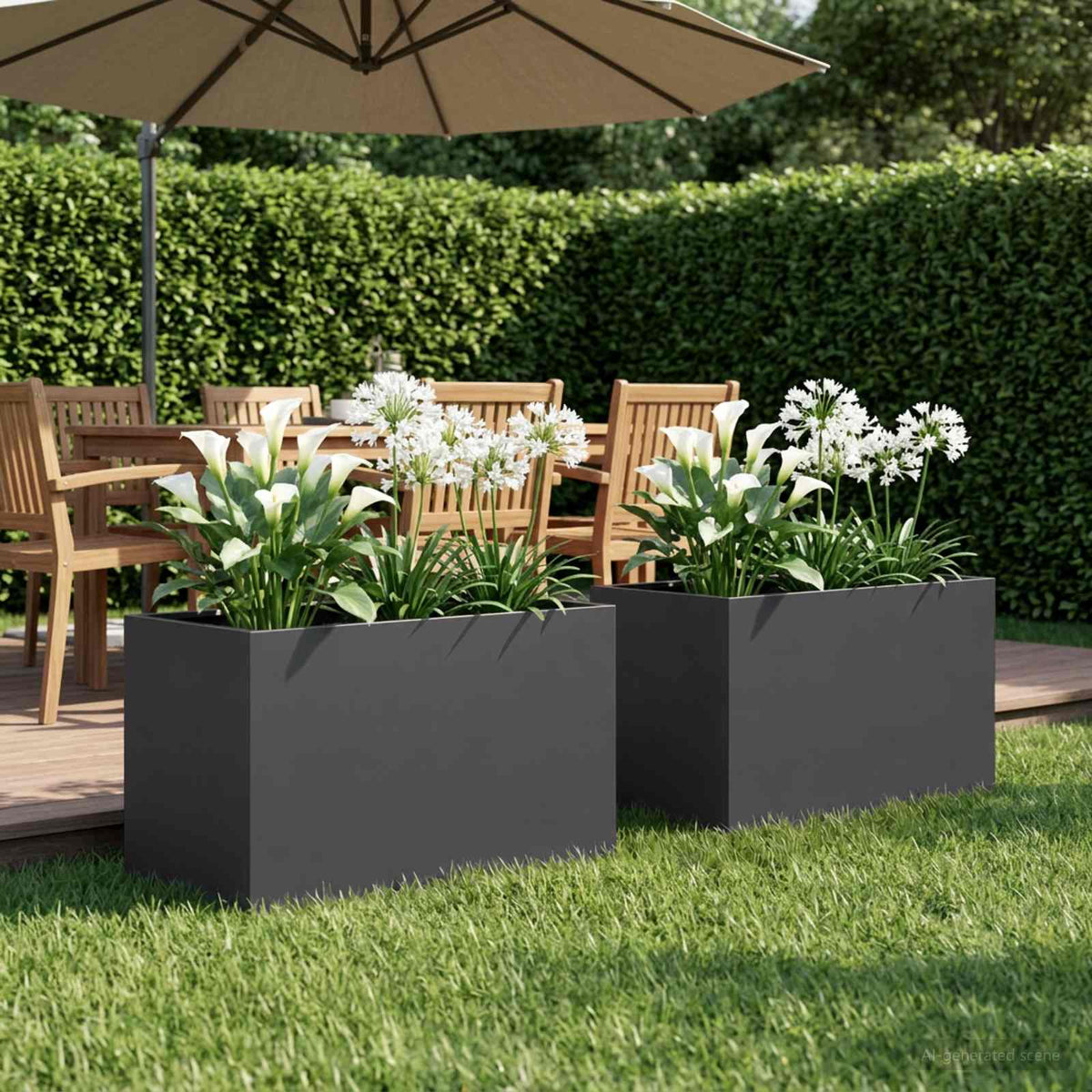 Garden Planter 2 pcs Black 50 x 40 x 40 cm Cold-rolled Steel