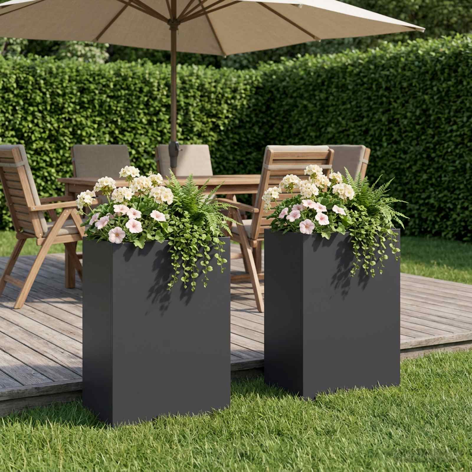 Garden Planter 2 pcs Black 50 x 40 x 75 cm Cold-rolled Steel