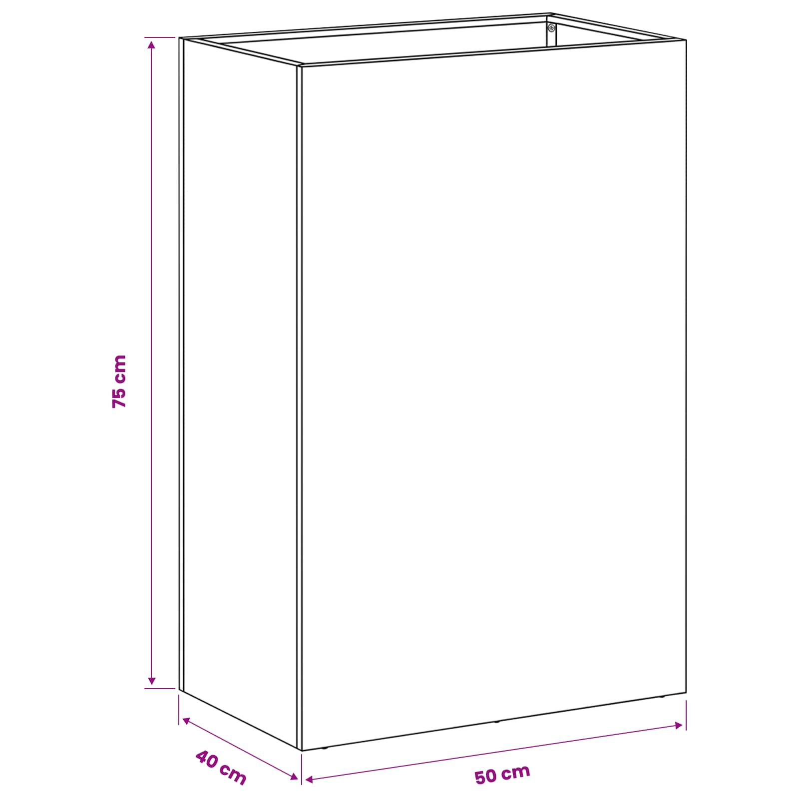 Garden Planter 2 pcs Black 50 x 40 x 75 cm Cold-rolled Steel