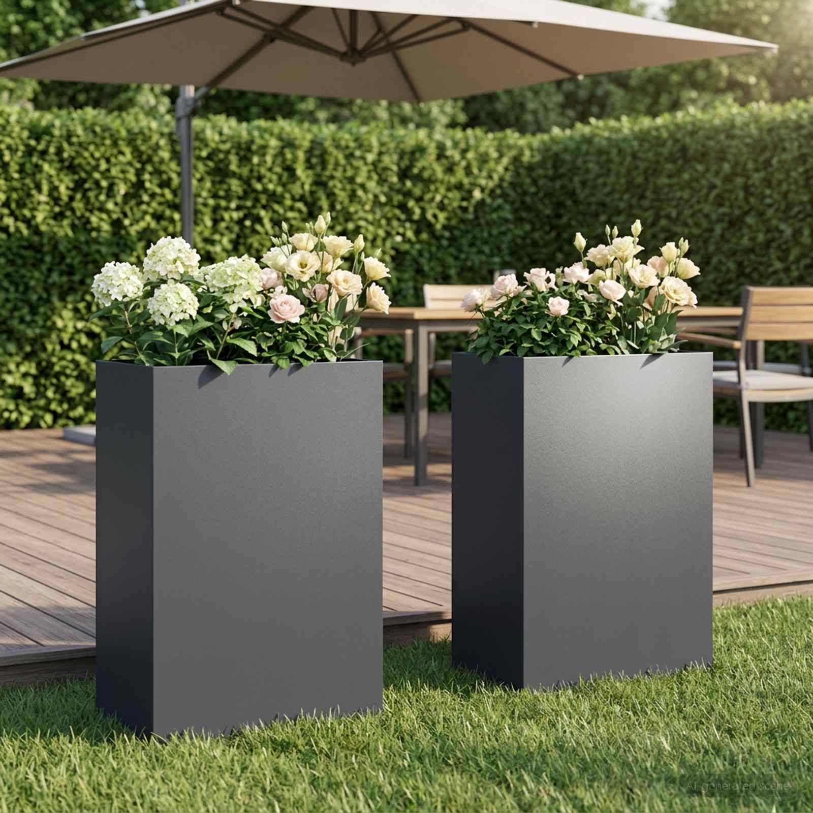 Garden Planter 2 pcs Anthracite 50 x 40 x 75 cm