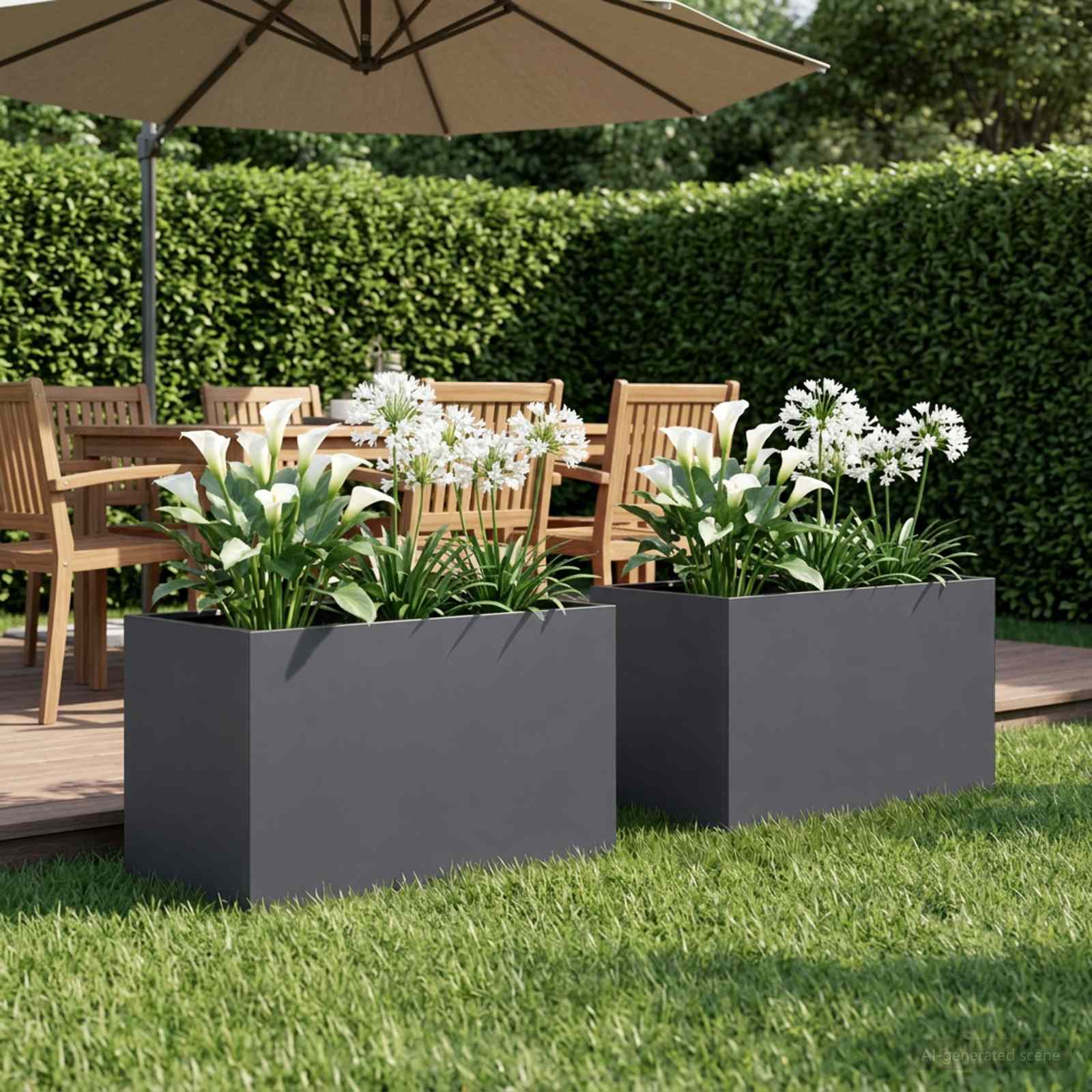Garden Planter 2 pcs Anthracite 60 x 40 x 40 cm