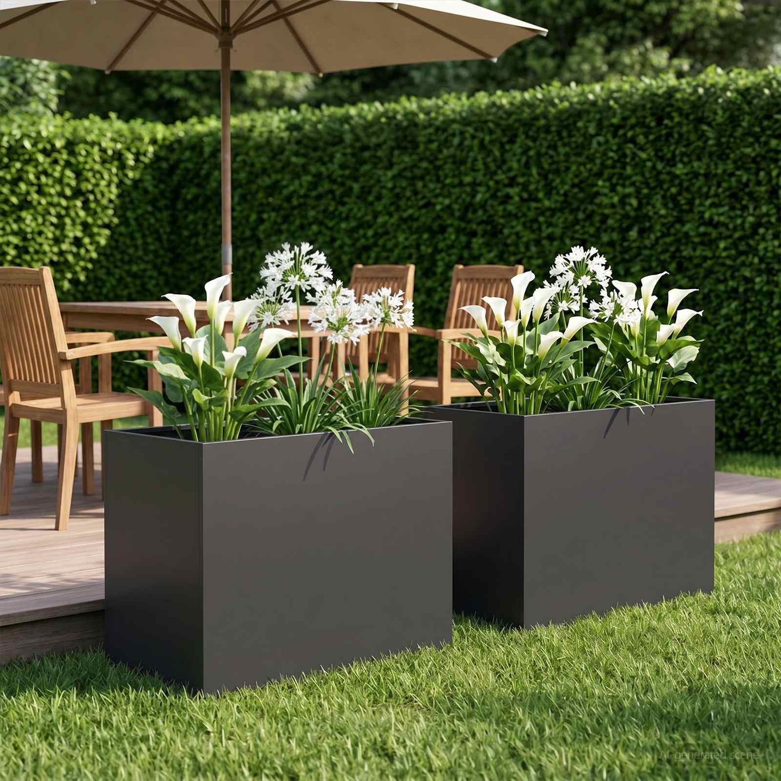 Garden Planter 2 pcs Black 60 x 40 x 50 cm Cold-rolled Steel
