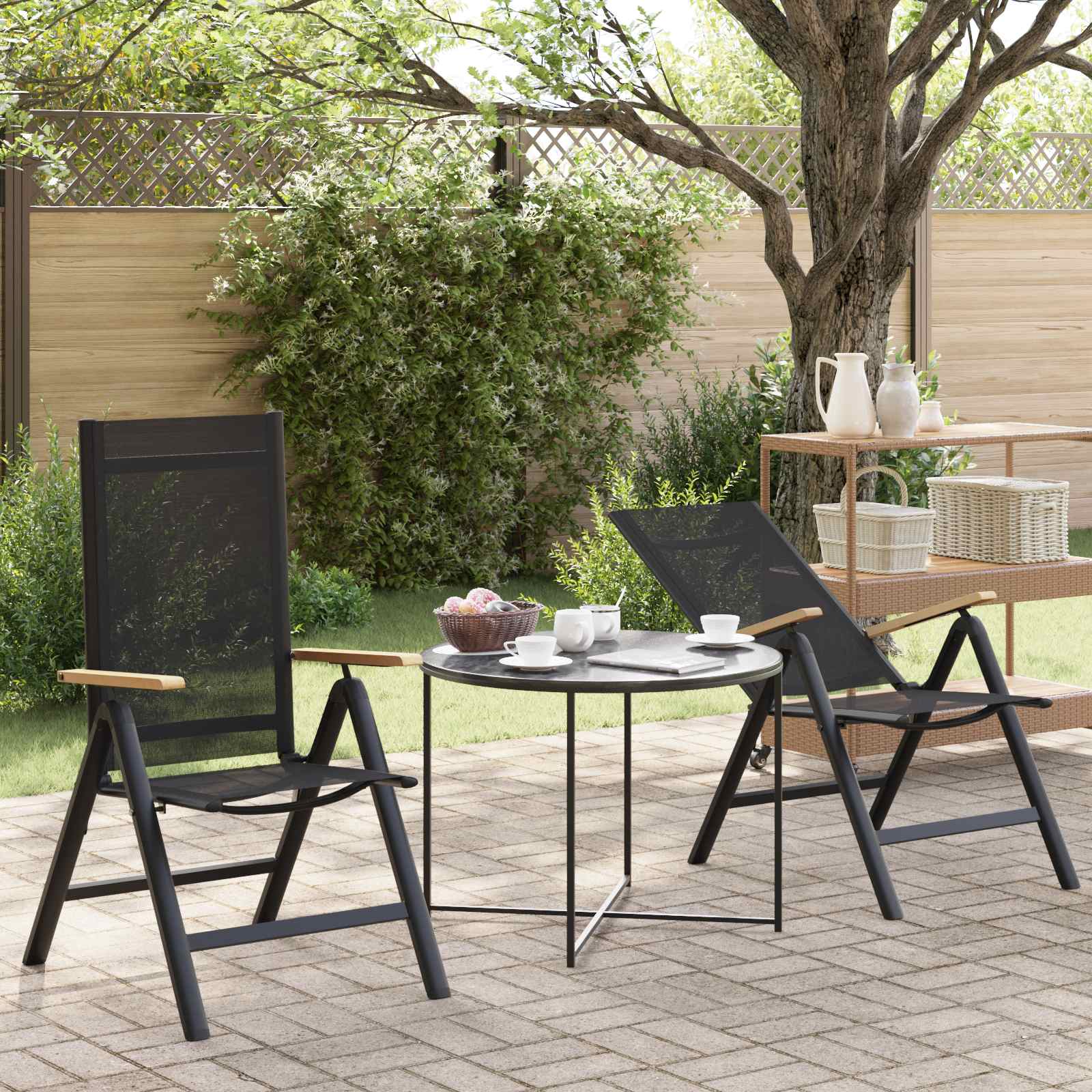 Reclining Garden Chairs 2 pcs Black 58 x 73 x 111.5 cm