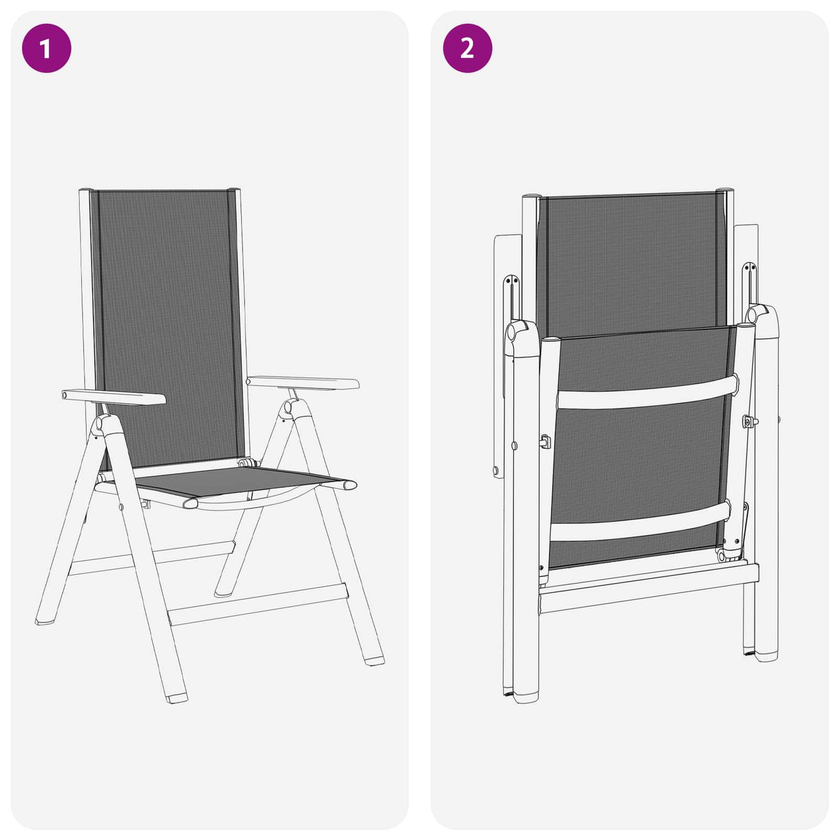 Reclining Garden Chairs 2 pcs Black 58 x 73 x 111.5 cm