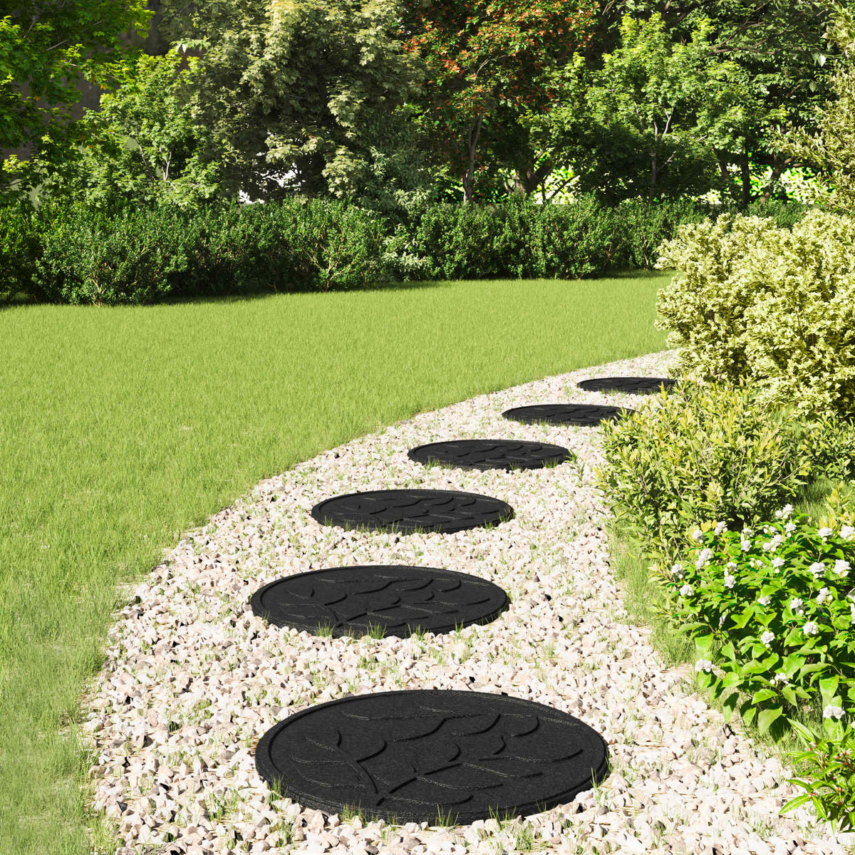 Stepping Stone 6 pcs Black Ø 44 x 2 cm Rubber