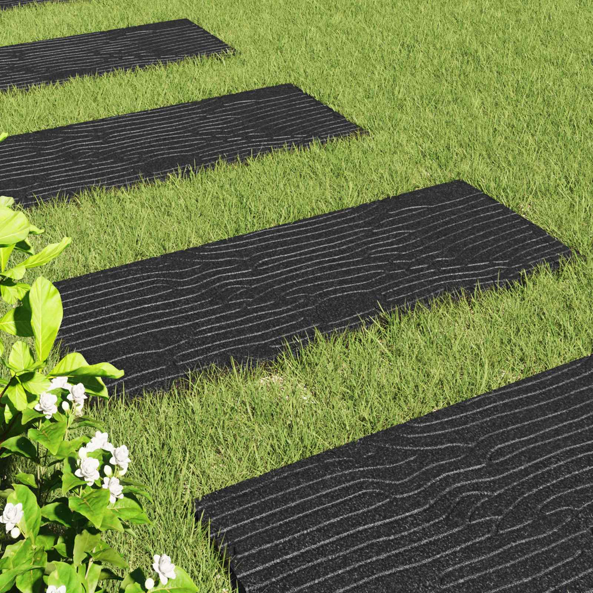 Stepping Stone 6 pcs Black 60.5 x 25 x 2 cm Rubber