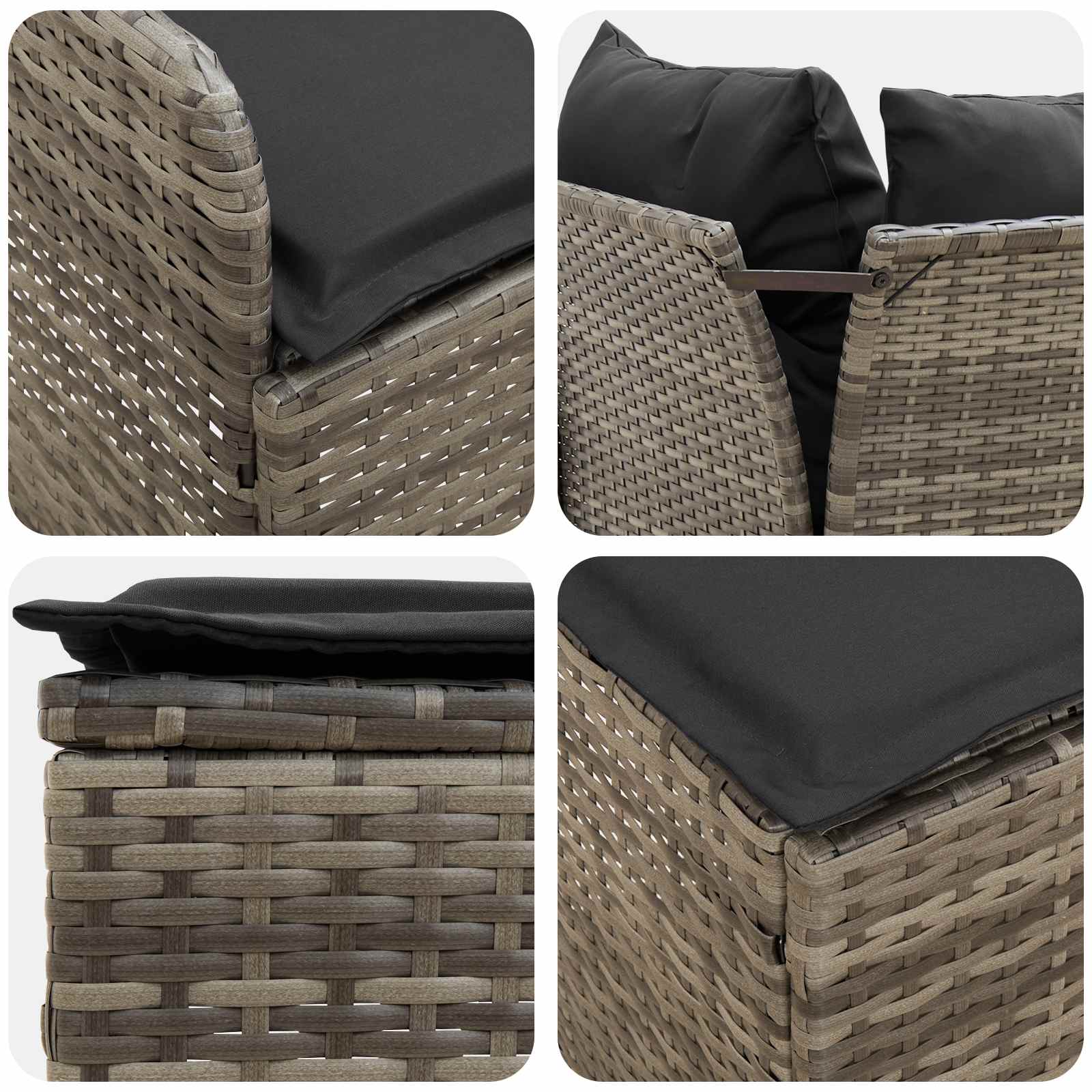 Furniture Sets with Pillow 6 pcs Grey and Dark Grey PE Rattan