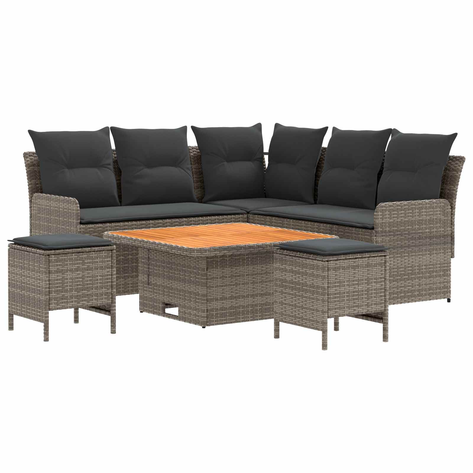 Furniture Sets with Pillow 6 pcs Grey and Dark Grey PE Rattan