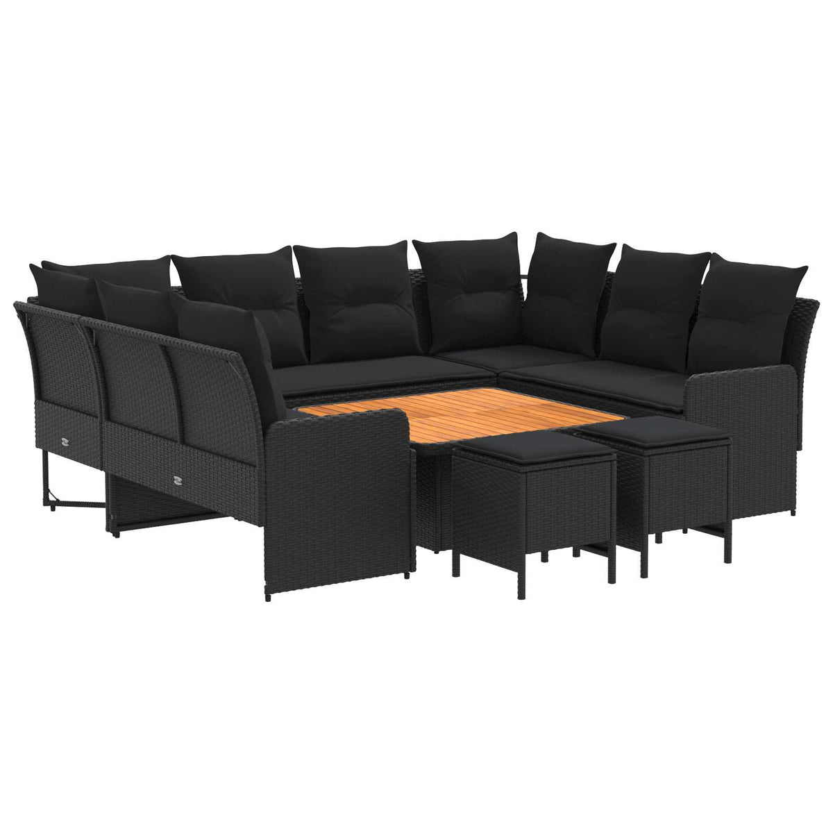 Furniture Sets with Pillow 8 pcs Black PE Rattan