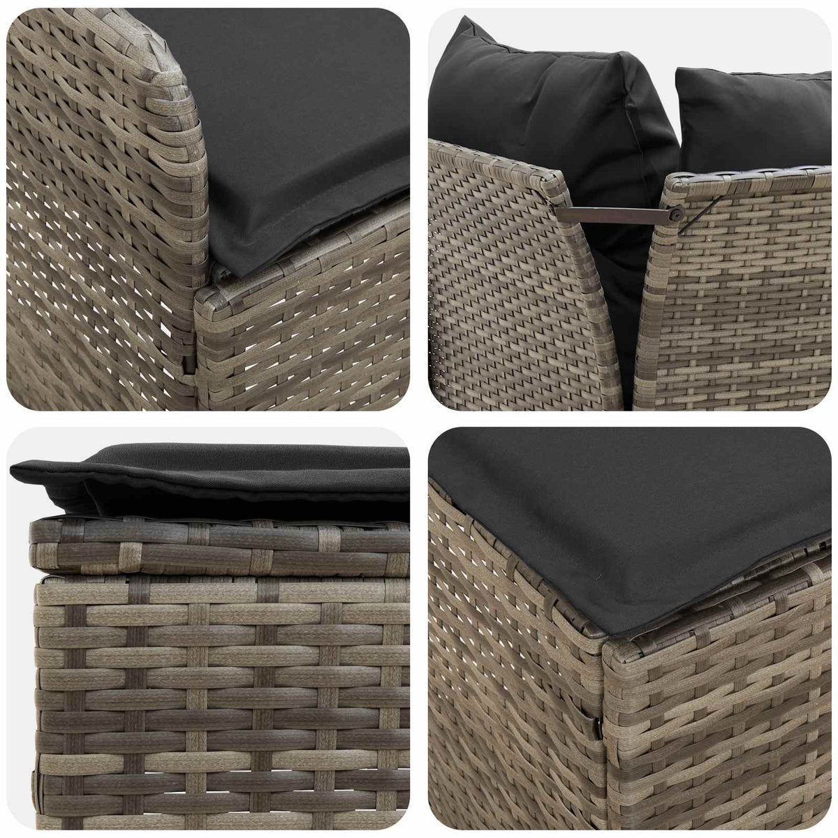 Furniture Sets with Pillow 8 pcs Grey and Dark Grey PE Rattan