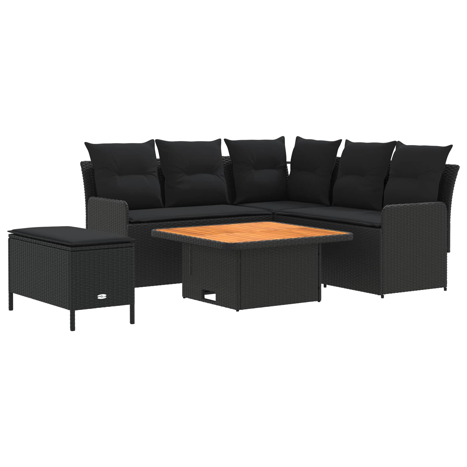 Furniture Sets with Pillow 5 pcs Black PE Rattan