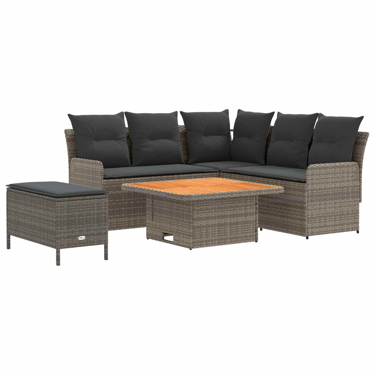 Furniture Sets with Pillow 5 pcs Grey and Dark Grey PE Rattan