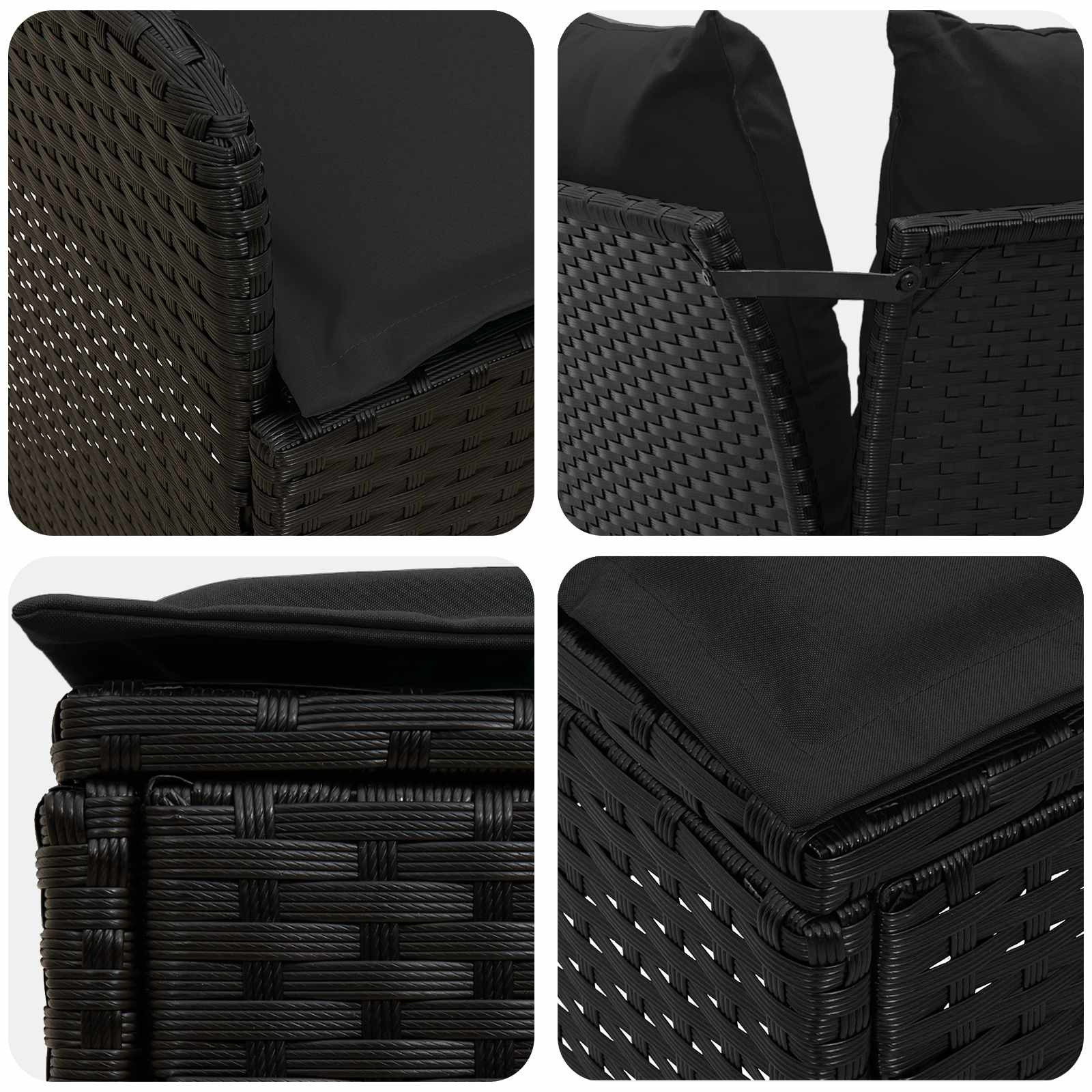 Furniture Sets with Pillow 7 pcs Black PE Rattan