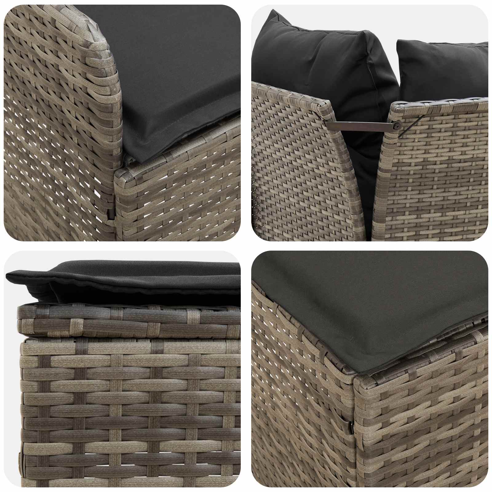 Furniture Sets with Pillow 7 pcs Grey and Dark Grey PE Rattan