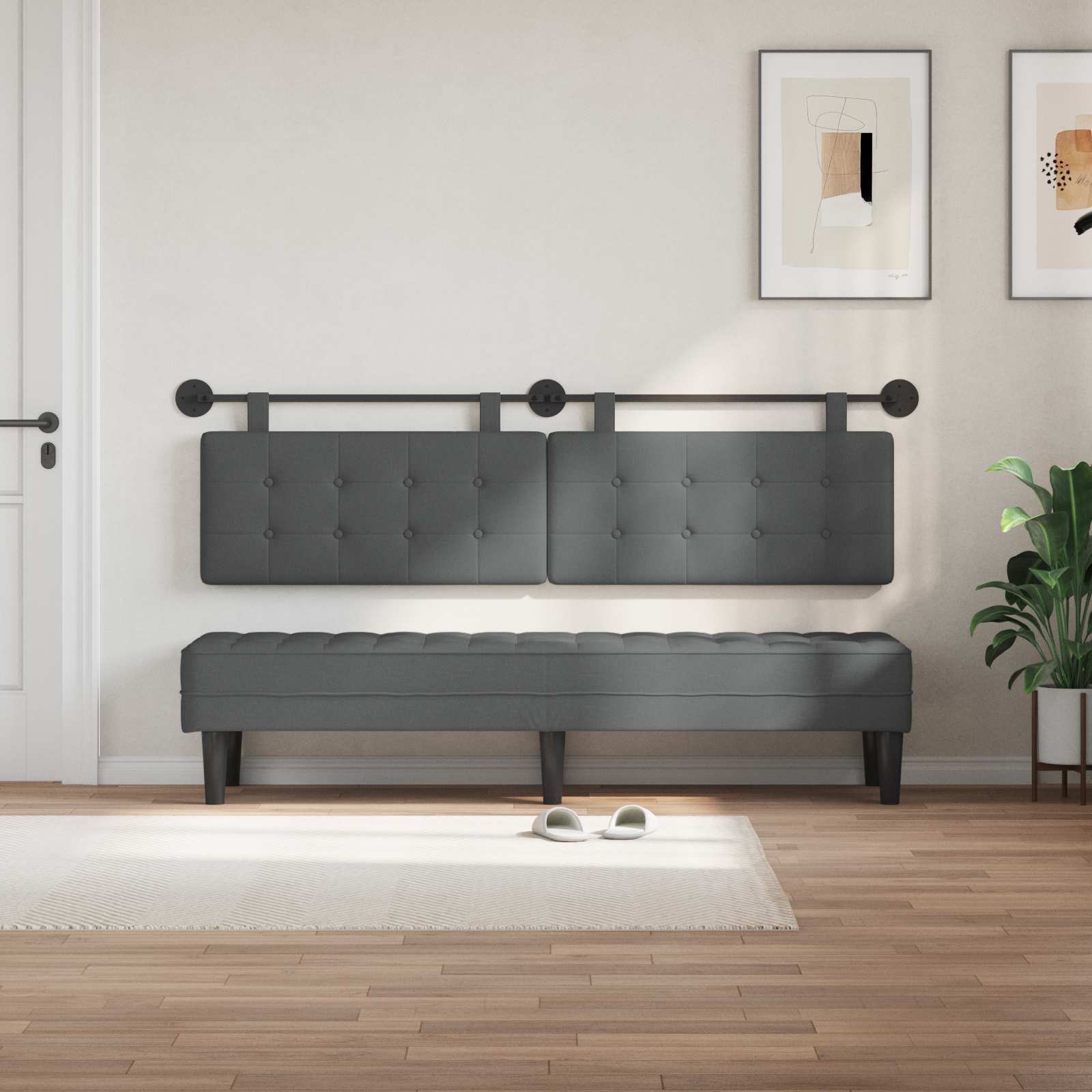 Hanging Headboard Dark Grey Fabric