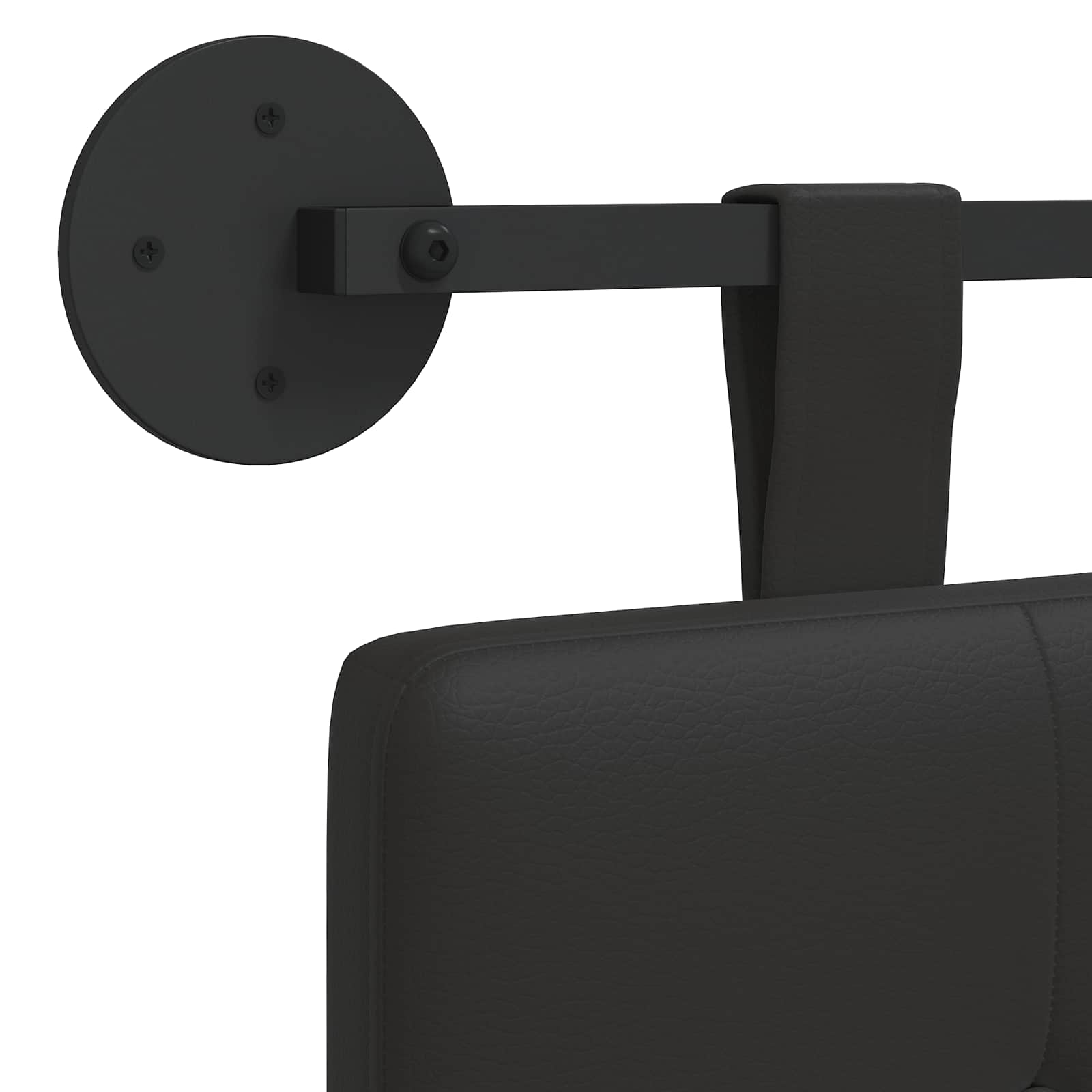 Hanging Headboard Black Faux Leather
