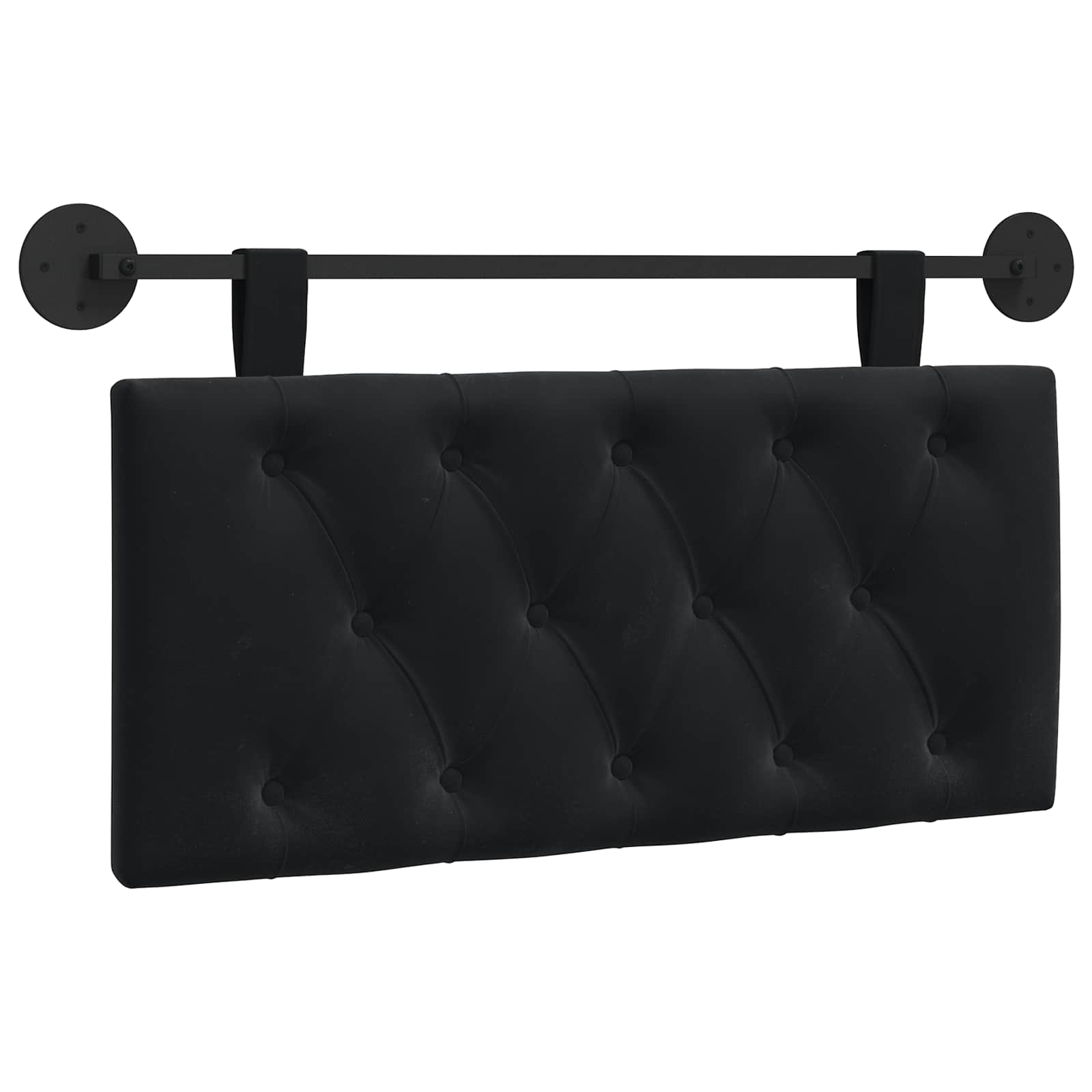 Hanging Headboard with LED Light Black Velvet
