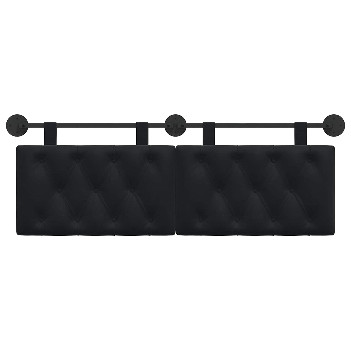 Hanging Headboard with LED Light Black Velvet