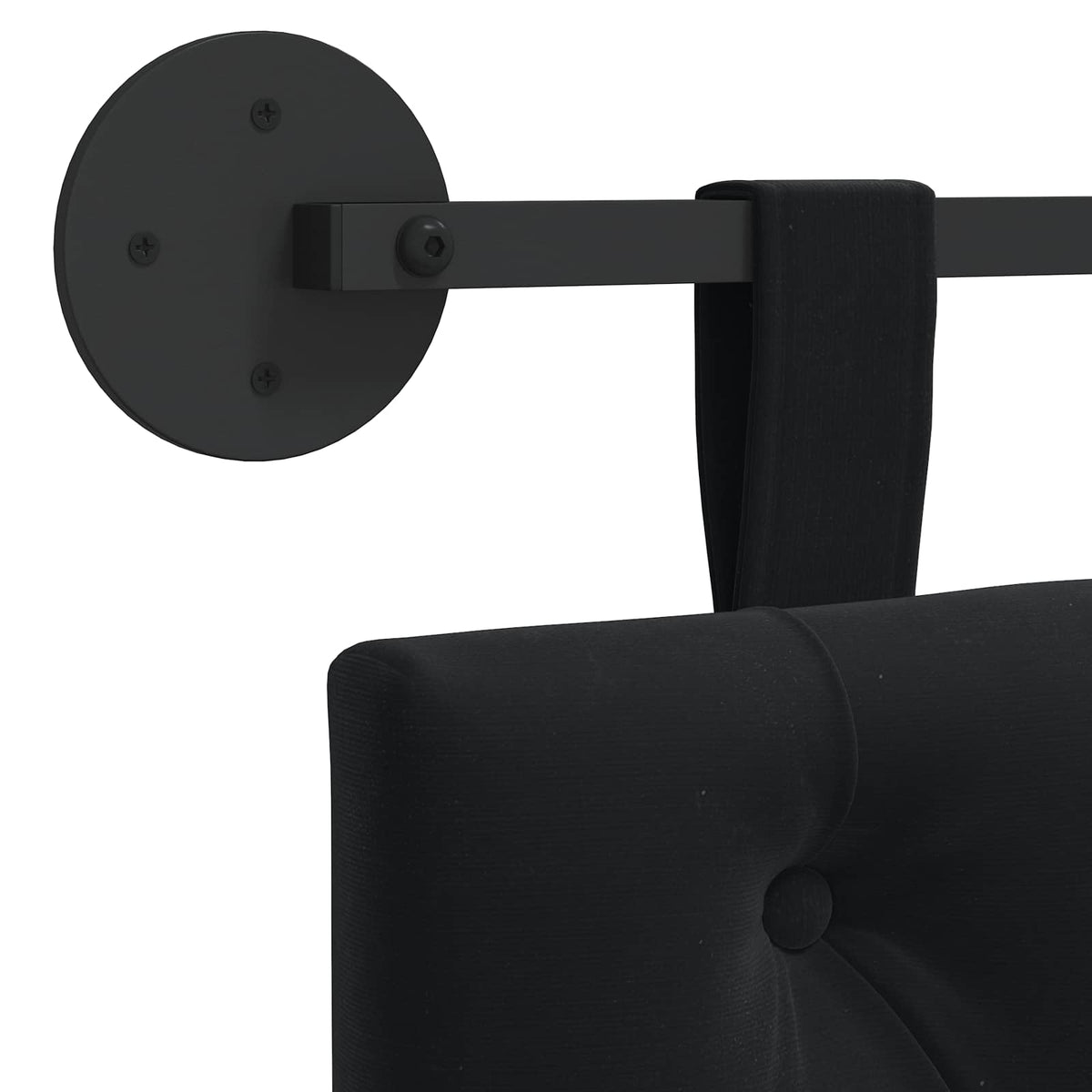 Hanging Headboard with LED Light Black Velvet