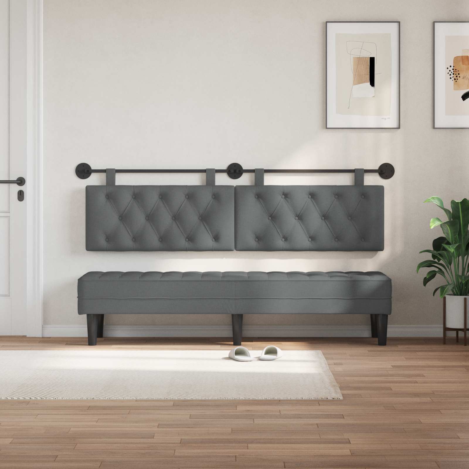 Hanging Headboard Dark Grey Fabric